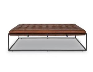 lot 19514 image: EdgeMod Chic Modern Genuine Leather Upholstered Curio Ottoman Bench- Retail$1033.99