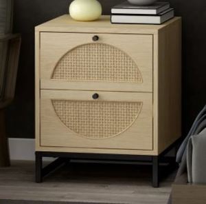 lot 19522 image: AOOLIVE Wooden Nightstand ,Sofa Table With 2 Drawer,Natural- Retail$156.99