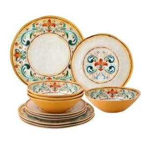 lot 19552 image: UPware 12-Piece Tuscany Melamine Dinnerware Set- Retail$75.98
