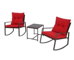 lot 19571 image: Pheap Outdoor 3-piece Rocking Wicker Bistro Set by Havenside Home- Retail$237.49