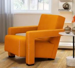 lot 19575 image: Hughe Modern Textured Velvet Upholstered Accent Lounge Arm Chair- Retail$316.49