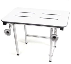 lot 19577 image: CSI Bathware Rectangle Phenolic Slatted Folding Shower Seat with Swing Down Legs- Retail$161.99