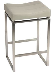 lot 19594 image: Cortesi Home Isis Brushed Stainless Steel and Faux Leather Counter-height Stool- Retail$141.49