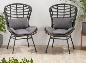 lot 19616 image: LA HARBRA 2 OUTDOORS WICKER CHAIRS GREY GRAY ( 421-33488002-000-001)
