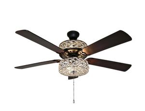 lot 19624 image: River of Goods 52 Luxe Enlaced Crystal LED Ceiling Fan with Light