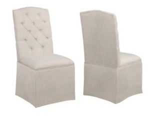 lot 19674 image: Pair of Best Quality Furniture Tufted Skirted Armless Dining Chairs- Retail$599.49
