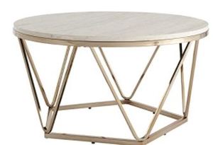 lot 19683 image: Sei Luna Faux Stone Round Coffee Table in Champagne