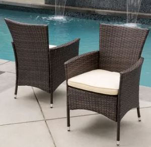 lot 19700 image: Malta Outdoor Wicker Dining Chair by Christopher Knight Home (Set of 2)- Retail$209.99