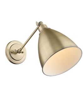lot 19721 image: 1 Lt Single Adjustable Armed Wall Sconce Brass- Retail$99.49