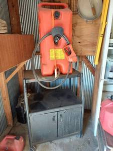 lot 1048 image: Fuel Caddy on Cart - 14 Gal Capacity - Approximately Half Full