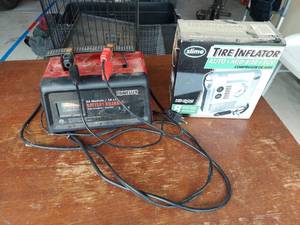 lot 1230 image: Battery Charger and tire inflater