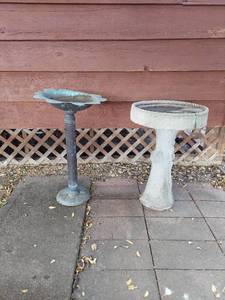 lot 1250 image: 2 bird baths -1 base bent