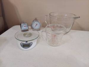 lot 1293 image: Measuring Cups, Scale and Thermometers
