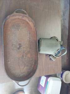 lot 1142 image: cast iron pan and canteen
