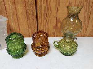 lot 5393 image: Oil Lamp and Candle Holders
