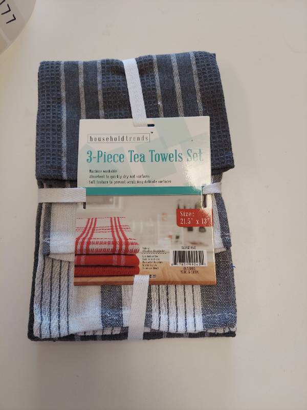 lot 7002 image: 3 Piece Tea Towels Set - Gray