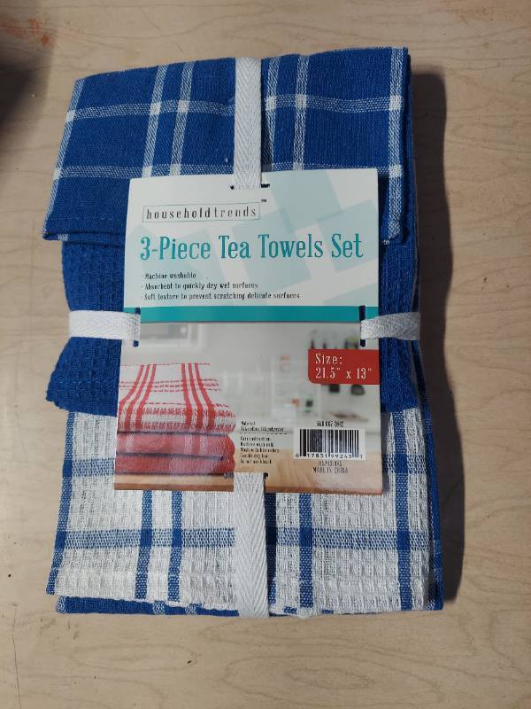lot 7009 image: 3 Piece Tea Towels Set - Blue