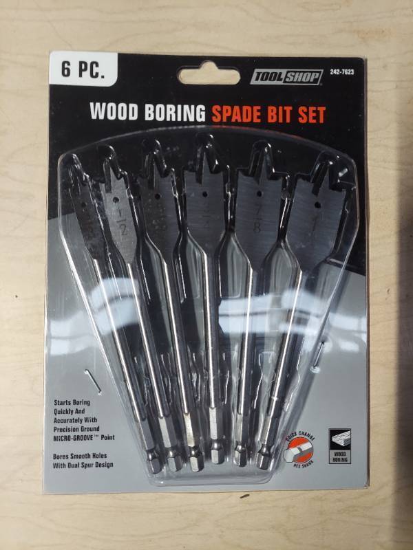 lot 7010 image: 6pc Spade Drill Bit Set Wood Boring - 38 To 1