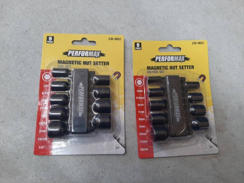 lot 7028 image: (2) 9 Pc Magnetic Nut Driver Setter Bit Sets - SAE and Metric