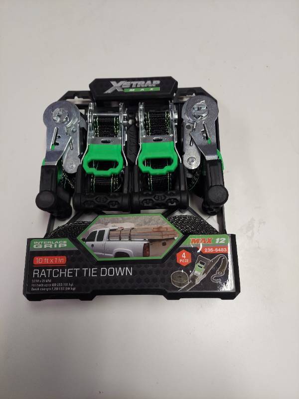 lot 7036 image: 4 Pack Ratchet Tie Down - 10ft X 1in