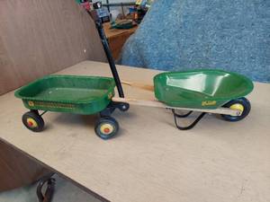 lot 2576 image: John Deere wagon and wheel barrel