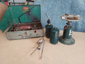 lot 2635 image: Coleman stove and propane accessories