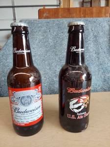 lot 1127 image: (2) Large Budweiser Bottles