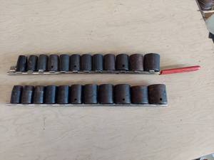 lot 1160 image: 12in Drive Impact Sockets - Craftsman, SAE and Sunex, Metric