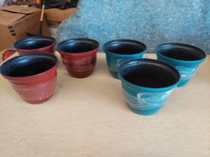 lot 2464 image: (6) Galena 7 Diamater 5.5 Height Resin Garden Planter Flower Pot