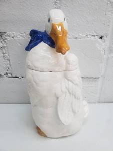 lot 1889 image: Standing Duck with Ribbon Cookie Jar
