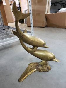 lot 2114 image: Bronze Dolphins Statue