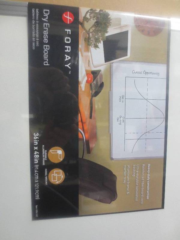 lot 117 image: FORAY 36IN X 48 DRY ERASE BOARD
