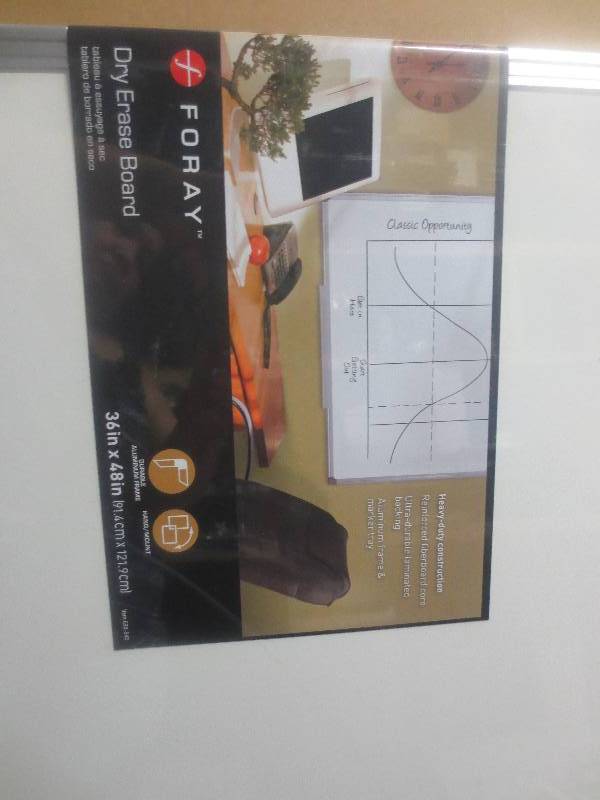 lot 118 image: FORAY 36IN X 48 DRY ERASE BOARD