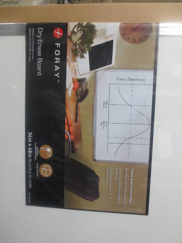 lot 119 image: FORAY 36IN X 48 DRY ERASE BOARD