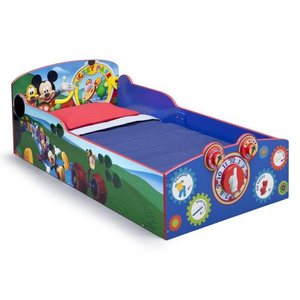 lot 2825 image: Delta Children Mickey Mouse Interactive Wood Toddler Bed Kids Bedroom Furniture