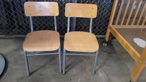 lot 1162 image: Lot of 2 Wooden Metal Frame Childrens Chairs