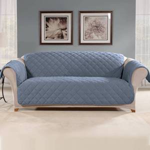 lot 21050 image: Suede Microfiber Sofa Furniture Protector Cover Blue - Sure Fit