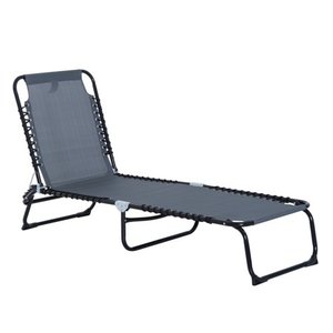 lot 56030 image: Outsunny 3-Position Reclining Beach Chair Chaise Lounge Folding Chair with Comfort Ergonomic Design, Grey