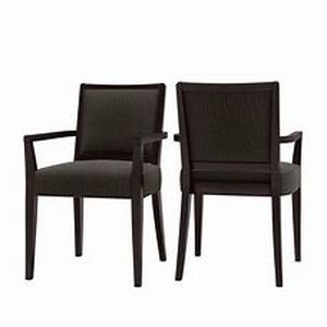 lot 56012 image: Copper Grove Olin Upholstered Espresso Finish Arm Dining Chairs (Set of 2)- Retail$243.49