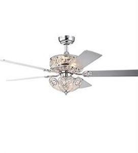 lot 56021 image: Catalina Chrome 5 Blade 52inch Crystal Ceiling Fan