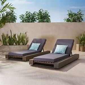 lot 56035 image: Single Broadway Outdoor Acacia Wood Chaise Lounge -Sandblast Grey Finish  Grey Finish (Quantity 1)
