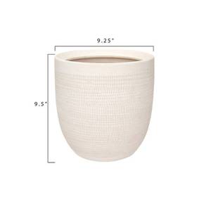 lot 21011 image: Small Matte White Embossed Stoneware Planter, 9.5 In. L X 9.5 In. W X 9.5 In. H