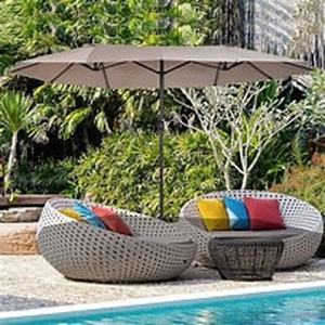 lot 21000 image: North Bend 15ft Rectangular Outdoor Market Umbrella by Havenside Home, Base Not Included Retail$92.49