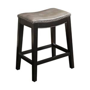 lot 7 image: Abbyson Rivoli Grey Leather Nailhead Trim Counter Stool Retail$108.99