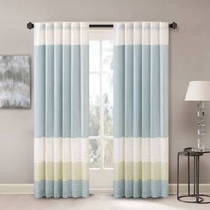 lot 56069 image: Pair of Madison Park Carter 50 x 84 Colorblocked Pintuck Window Panel