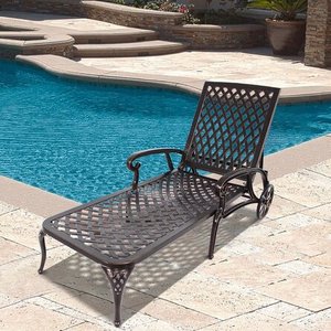 lot 56075 image: Rolling Metal Pool Lounger Bronze