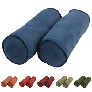 lot 56094 image: Pair of Copper Grove Elk Island Earthtone 8 x 20-inch Corded Microsuede Bolster Pillow and Inserts (Set of 2)