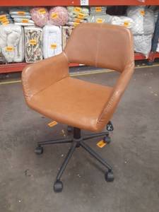 lot 56149 image: Brown Rolling Office Chair with a small flaw