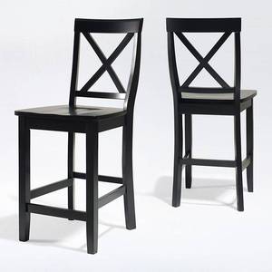 lot 56154 image: X-Back Bar Stool in Black Finish with 24 Inch Seat Height. (Set of Two) - NA- Retail$196.49