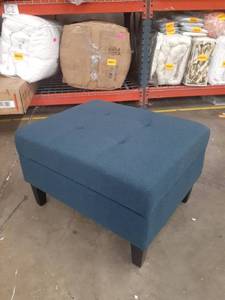 lot 56156 image: 23 x 28 Blue Upholstered Ottoman with Storage